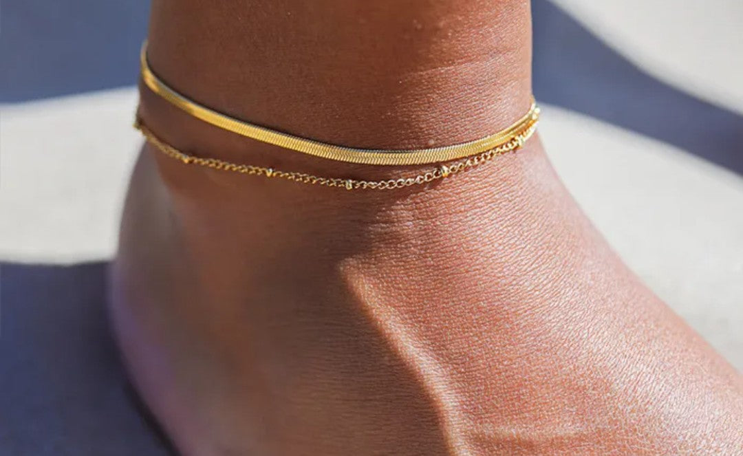 18 k gold Double Layer Anklet