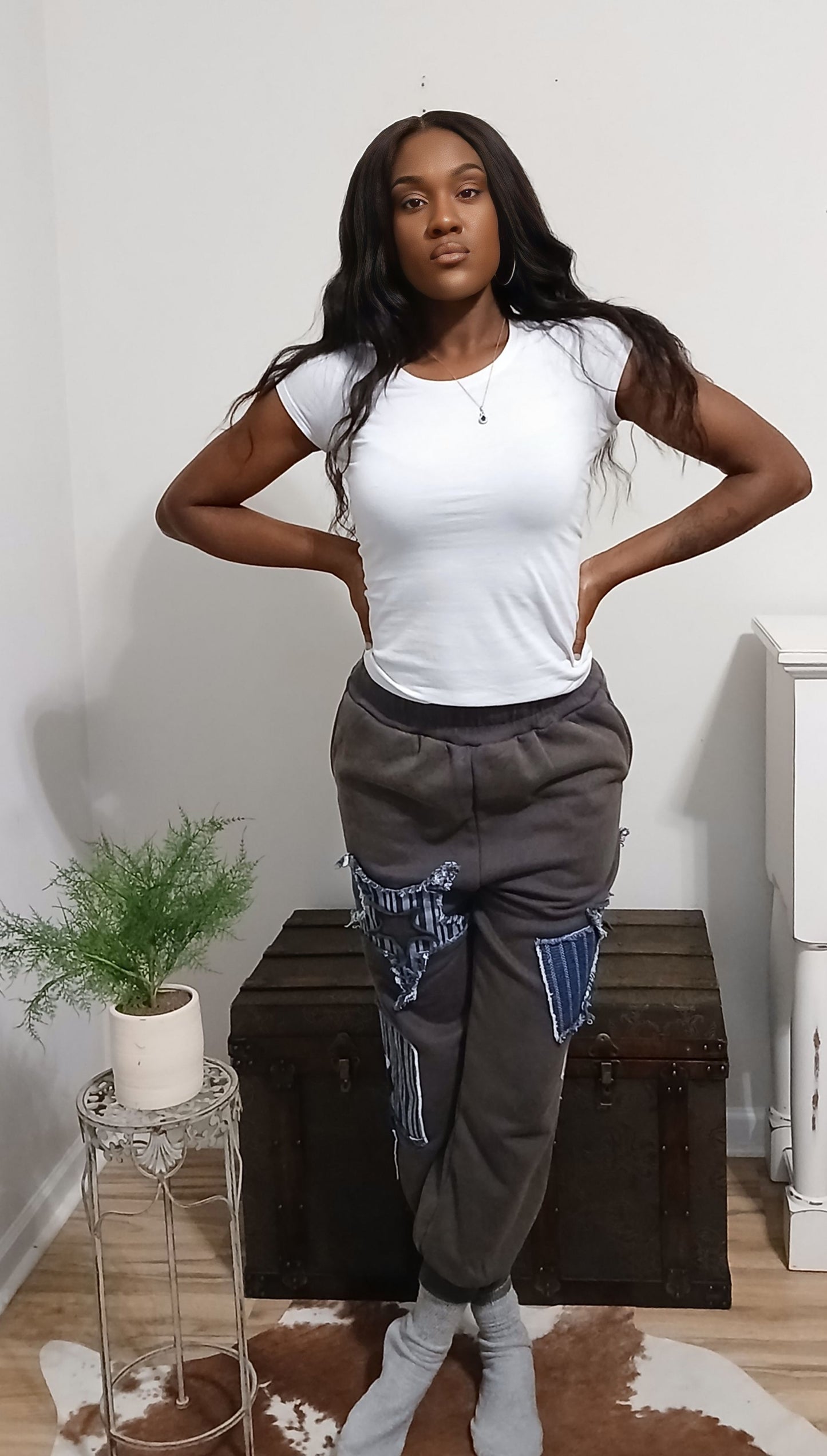 Shine Bright Mineral Washed Denim Joggers-32"inseam
