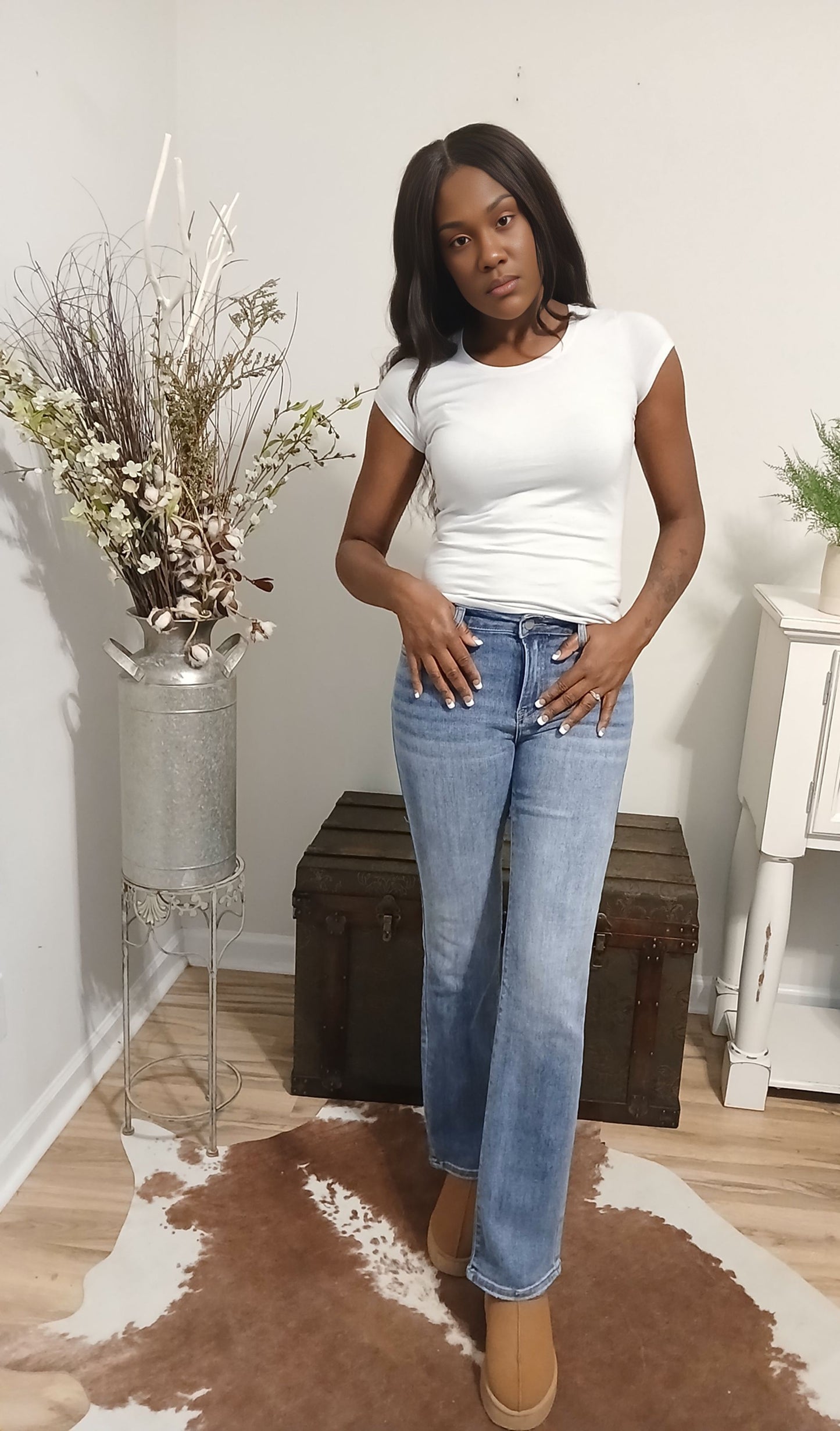 Yes I Do Denim Straight Leg Jeans-34.5" inseam